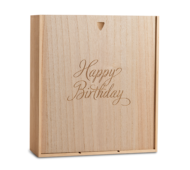 3 Bottle Wooden Box Happy Birthday 
