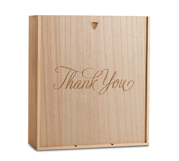 3 Bottle Wooden Box Thank You